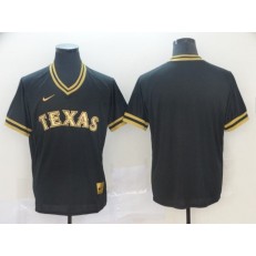 MLB Texas Rangers Blank Black Gold Nike Cooperstown Collection Legend V Neck Jersey