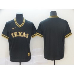MLB Texas Rangers Blank Black Gold Nike Cooperstown Collection Legend V Neck Jersey