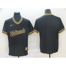 MLB Washington Nationals Blank Black Gold Nike Cooperstown Collection Legend V Neck Jersey