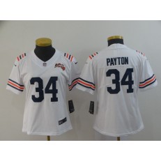 Women Nike Chicago Bears #34 Walter Payton White 2019 100th Season Alternate Classic Retired Vapor Untouchable Limited Jersey