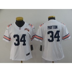 Women Nike Chicago Bears #34 Walter Payton White 2019 100th Season Alternate Classic Retired Vapor Untouchable Limited Jersey