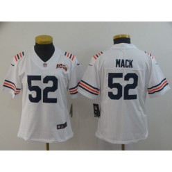 Women Nike Chicago Bears #52 Khalil Mack White 2019 100th Season Alternate Classic Vapor Untouchable Limited Jersey
