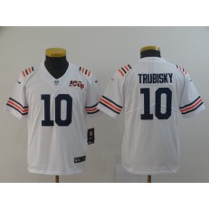 Youth Nike Chicago Bears #10 Mitchell Trubisky White 2019 100th Season Alternate Classic Vapor Untouchable Limited Jersey