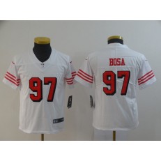 Youth Nike San Francisco 49ers #97 Nick Bosa White 2019 NFL Draft First Round Pick Color Rush Vapor Untouchable Limited Jersey