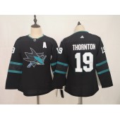 San Jose Sharks #19 Joe Thornton Black Youth Adidas DHL Jersey