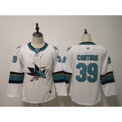 San Jose Sharks #39 Logan Couture White Youth Adidas DHL Jersey