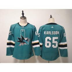 San Jose Sharks #65 Erik Karlsson Teal Youth Adidas DHL Jersey