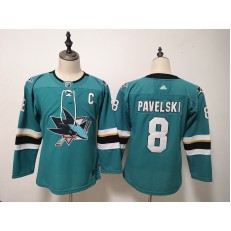 San Jose Sharks #8 Joe Pavelski Teal Youth Adidas DHL Jersey