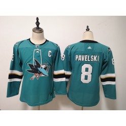 San Jose Sharks #8 Joe Pavelski Teal Youth Adidas DHL Jersey