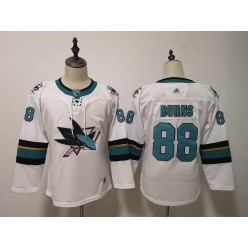 San Jose Sharks #88 Brent Burns White Youth Adidas DHL Jersey