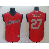American League #27 Mike Trout Red 2019 MLB All-Star Game Workout Player Jersey