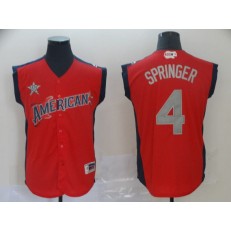 American League #4 George Springer Red 2019 MLB All Star Game Workout Player Jersey
