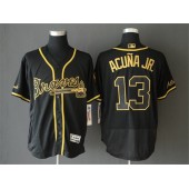 MLB Atlanta Braves #13 Ronald Acuna Jr Black Gold Flexbase Men Jersey