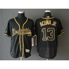 MLB Atlanta Braves #13 Ronald Acuna Jr Black Gold Flexbase Men Jersey