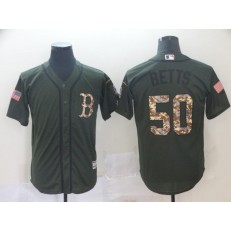 MLB Boston Red Sox #50 Mookie Betts Olive Camo Salute To Service Cool Base Men Jersey