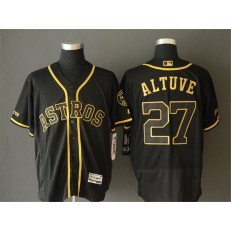 MLB Houston Astros #27 Jose Altuve Black Gold Flexbase Men Jersey