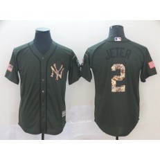 MLB Los Angeles Dodgers #2 Derek Jeter Olive Camo Salute To Service Cool Base Men Jersey