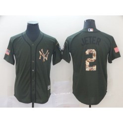 MLB Los Angeles Dodgers #2 Derek Jeter Olive Camo Salute To Service Cool Base Men Jersey