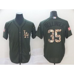 MLB Los Angeles Dodgers #35 Cody Bellinger Olive Camo Salute To Service Cool Base Men Jersey