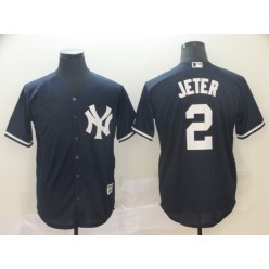 MLB New York Yankees #2 Derek Jeter Navy Cool Base Men Jersey