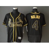 MLB St. Louis Cardinals #4 Yadier Molina Black Gold Flexbase Men Jersey