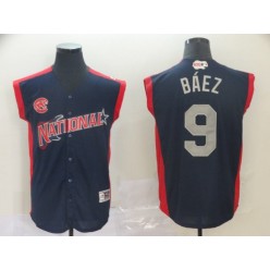 National League #9 Javier Baez Navy 2019 MLB All-Star Game Workout Player Jersey
