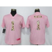 Women Nike Carolina Panthers #1 Cam Newton Pink Camo Fashion Limited Jersey