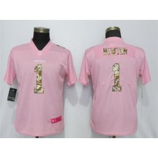 Women Nike Carolina Panthers #1 Cam Newton Pink Camo Fashion Limited Jersey