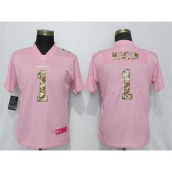 Women Nike Carolina Panthers #1 Cam Newton Pink Camo Fashion Limited Jersey