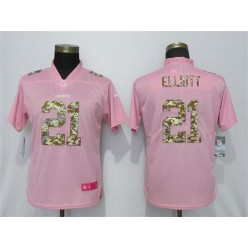 Women Nike Dallas Cowboys #21 Ezekiel Elliott Pink Camo Fashion Limited Jersey