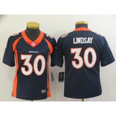 Women Nike Denver Broncos #30 Phillip Lindsay Navy Vapor Untouchable Limited Jersey