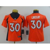Women Nike Denver Broncos #30 Phillip Lindsay Orange Vapor Untouchable Limited Jersey