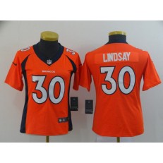 Women Nike Denver Broncos #30 Phillip Lindsay Orange Vapor Untouchable Limited Jersey