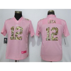 Women Nike Indianapolis Colts #12 Andrew Luck Pink Camo Fashion Limited Jersey