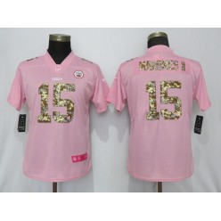 Women Nike Kansas City Chiefs #15 Patrick Mahomes II Pink Camo Fashion Limited Jersey