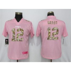 Women Nike New England Patriots #12 Tom Brady Pink Camo Fashion Limited Jersey