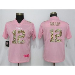 Women Nike New England Patriots #12 Tom Brady Pink Camo Fashion Limited Jersey