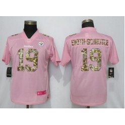 Women Nike Pittsburgh Steelers #19 JuJu Smith Schuster Pink Camo Fashion Limited Jersey
