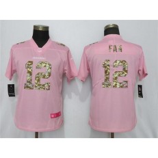 Women Nike Seattle Seahawks #12 Fan Pink Camo Fashion Limited Jersey