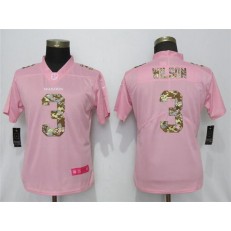 Women Nike Seattle Seahawks #3 Russell Wilson Pink Camo Fashion Limited Jersey