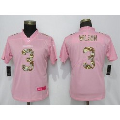Women Nike Seattle Seahawks #3 Russell Wilson Pink Camo Fashion Limited Jersey