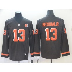 Cleveland Browns #13 Odell Beckham Jr Brown Therma Long Sleeve Nike NFL Men Jersey
