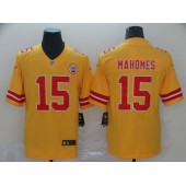 Kansas City Chiefs #15 Patrick Mahomes Gold Inverted Legend Limited Nike NFL Men Jersey