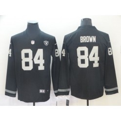 Oakland Raiders #84 Antonio Brown Black Therma Long Sleeve Nike NFL Men Jersey