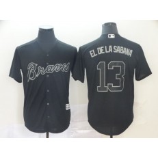 MLB Atlanta Braves #13 Ronald Acuna Jr El De La Sabana Black 2019 Players' Weekend Player Jersey