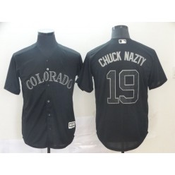 MLB Colorado Rockies #19 Charlie Blackmon Chuck Nazty Black 2019 Players' Weekend Player Jersey