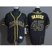 MLB Los Angeles Angels #45 Tyler Skaggs Black Gold Flexbase Jersey