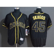 MLB Los Angeles Angels #45 Tyler Skaggs Black Gold Flexbase Jersey