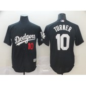 MLB Los Angeles Dodgers #10 Justin Turner Black Turn Back The Clock Cool Base Jersey