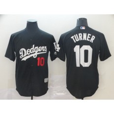 MLB Los Angeles Dodgers #10 Justin Turner Black Turn Back The Clock Cool Base Jersey